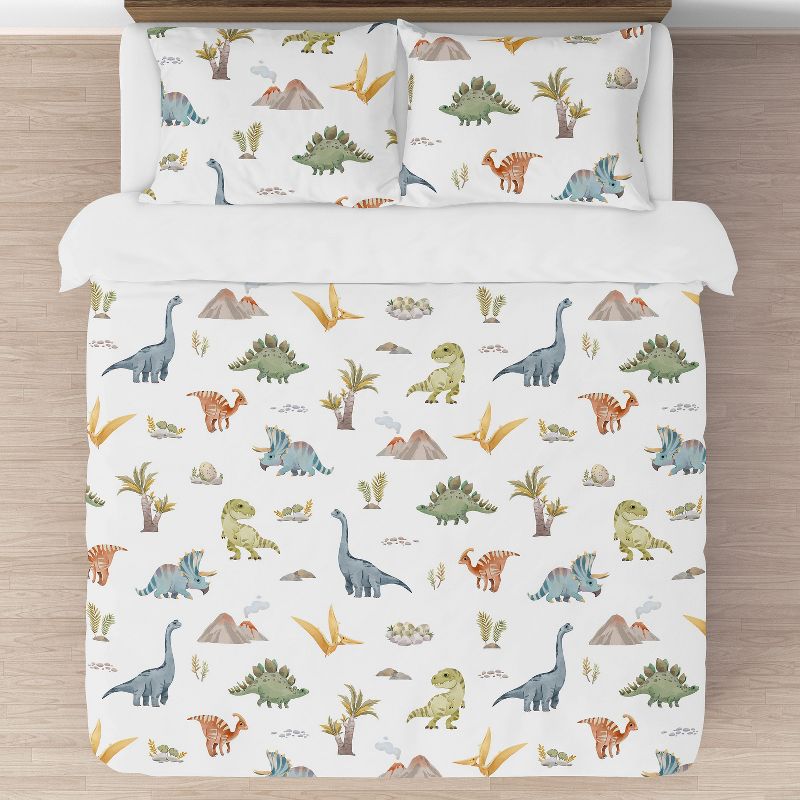 Sweet Jojo Designs Boy Full/Queen Comforter Bedding Set Watercolor Dinosaur Dino Multicolor 3pc, 4 of 8