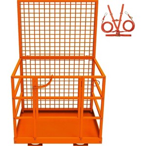 COZONY 43"x45" Forklift Safety Cage Man Basket, 1800 lbs, OSHA, 2-Man Collapsible Lift Platform w/ Safety Harness & Lock, Loader Work Cage - 1 of 4