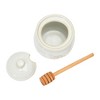 Storied Home Farmhouse Embossed Stoneware Honey Pot with Wood Honey Dipper - 3 of 4