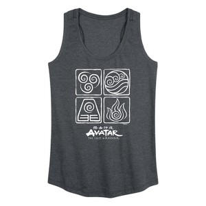 Women's - Avatar: The Last Airbender - Four Elements Inverse Graphic Racerback Tank - 1 of 4