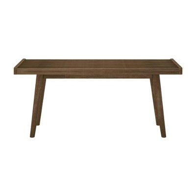 Walnut Mid-Century Modern Wooden Entryway Bench, 41.25"
