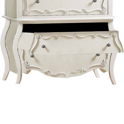 Edalene Pearl White Chest with Floral Felt-Lined Drawers