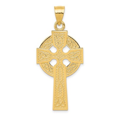 Black Bow Jewelry 14k Yellow Gold Polished Celtic Cross Pendant, 21 x 47mm