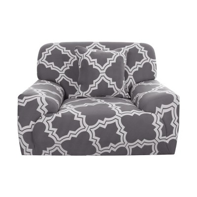PiccoCasa Polyester Stretch Checkered Pattern Chair Loveseat Sofa Covers 1 Pc