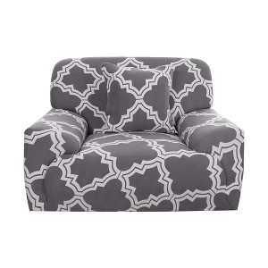 PiccoCasa Polyester Stretch Checkered Pattern Chair Loveseat Sofa Covers 1 Pc - 1 of 3
