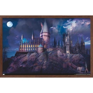 Trends International The Wizarding World: Harry Potter - Hogwarts At Night Framed Wall Poster Prints - 1 of 4