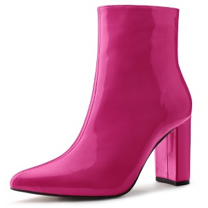 Allegra K Women's Halloween Pointed Toe Zip Chunky Heels Ankle Boots - 1 of 4