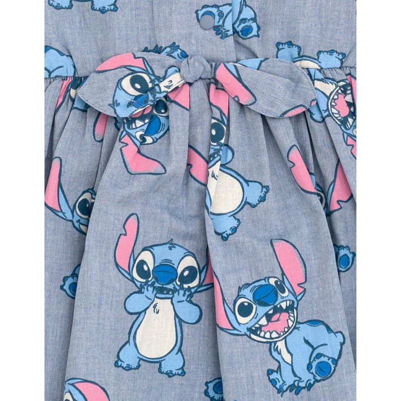 Disney Minnie Mouse Mickey Mouse Daisy Lilo & Stitch Princess Belle Ariel Girls Chambray Skater Dress Toddler to Big Kid, 3 of 7