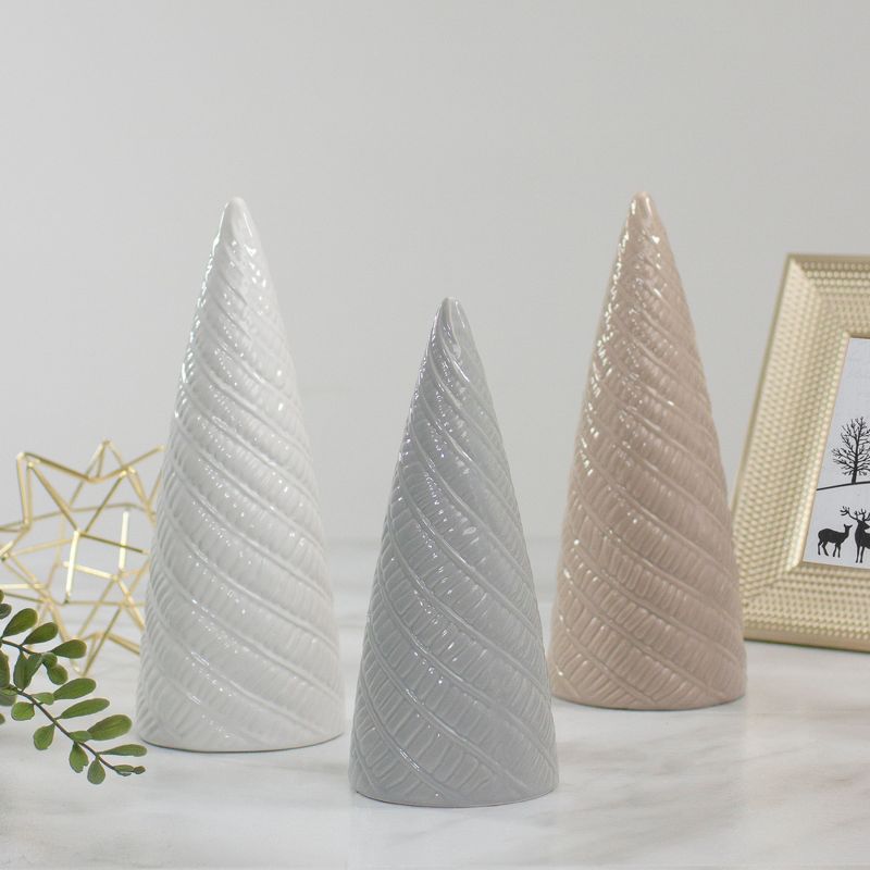Northlight 10" White Ceramic Cone Tree Christmas Decoration, 2 of 5