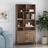 67.25" Gallatin Contemporary Cube Unit Bookcase Walnut - Christopher Knight Home: Iron Legs, 2 Cabinets, 1 Drawer - 2 of 4