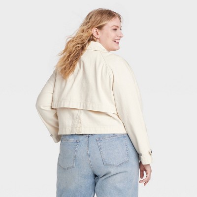 Women's Denim Cropped Trench Jacket - Universal Thread | eBay
