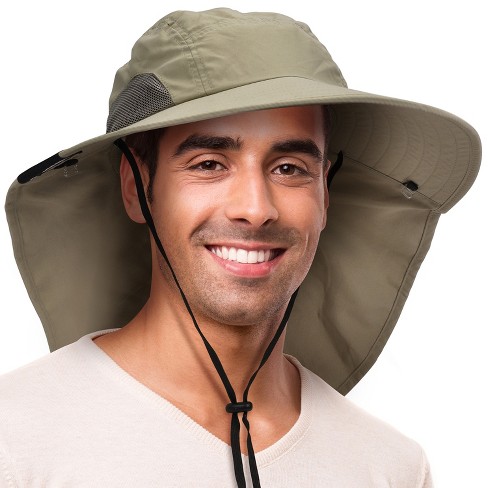 Tirrinia Neck Flap Wide Brim Sun Hat For Adult, Upf 50 Sun Protection  Fishing Safari Hiking, Olive : Target