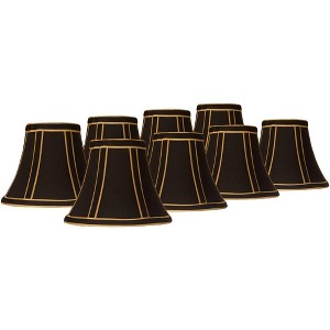 Springcrest Set of 8 Empire Lamp Shades Black with Gold Trim Small 3" Top x 6" Bottom x 5" High Candelabra Clip-On Fitting - 1 of 4