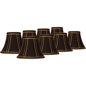 Springcrest Set of 8 Empire Lamp Shades Black with Gold Trim Small 3" Top x 6" Bottom x 5" High Candelabra Clip-On Fitting
