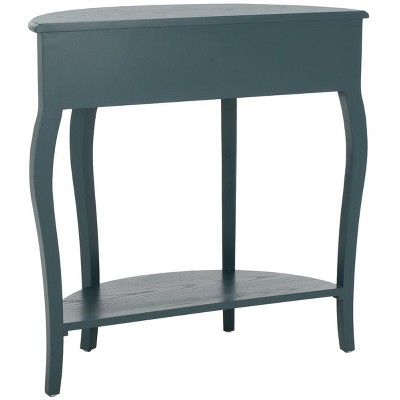Teal Demilune Wood Console Table with Storage