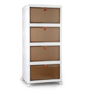 Boersma Foldable Storage Bins With Lid Front Magnetic Door Collapsible Stackable Closet Organizer Containers With 4Pcs 360 Degree Rotatable Wheels - 1 of 4