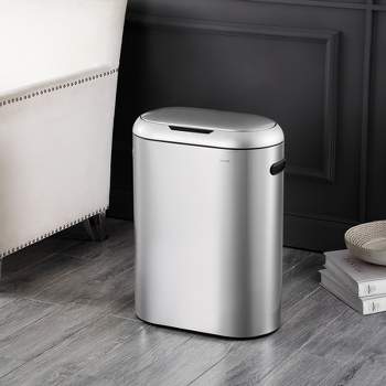 Rubbermaid Refine Stainless Steel Indoor Trash Can With Open Lid 16 Gallon  Silver (2147550) : Target