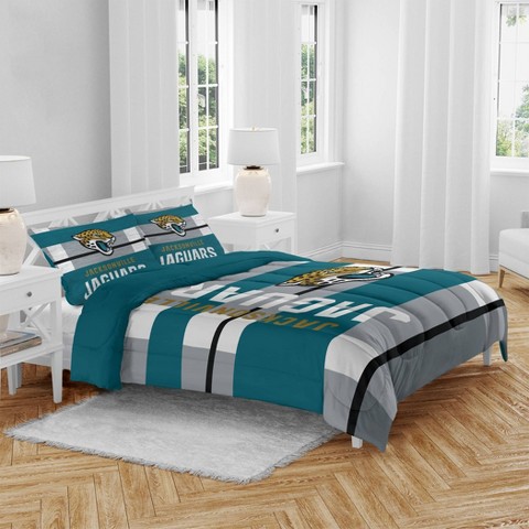 NFL Jacksonville Jaguars Heathered Stripe Queen Bed in a Bag - 3pc