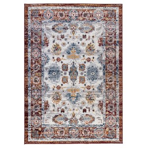 Ivory Brown And Orange Floral Area Rug - 1 of 4