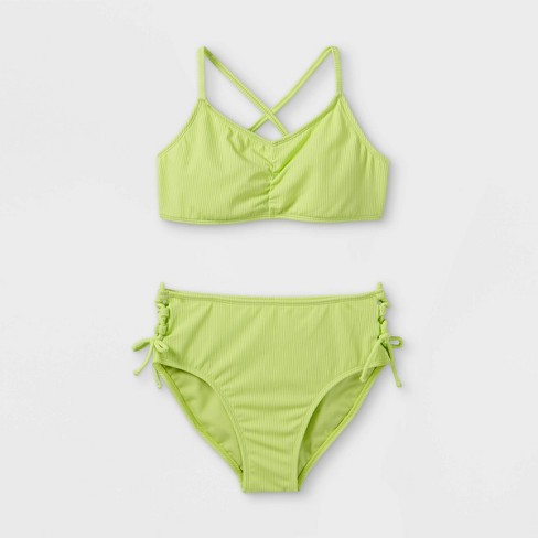 Girls' Ribbed 2pc Bikini Set - Art Class™ Lime Green : Target