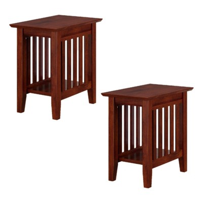Mission Style Walnut Wood Rectangular End Table Set