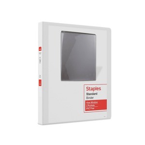Staples Standard 1/2" 3-Ring View Binder White (26426-CC) 82618 - 1 of 4