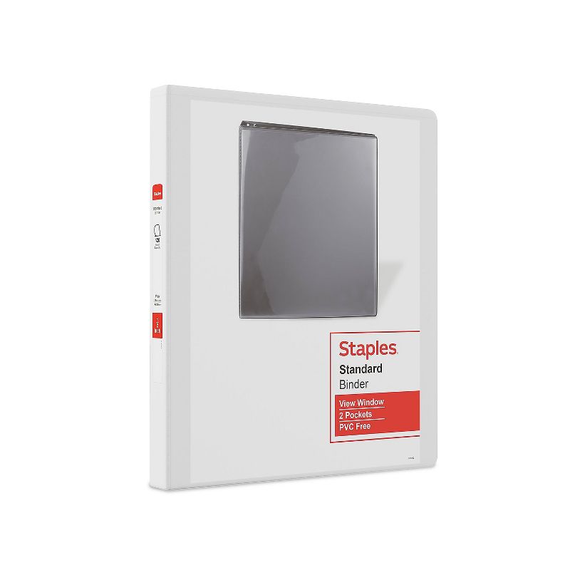 Staples Standard 1/2" 3-Ring View Binder White (26426-CC) 82618, 1 of 8