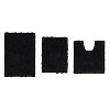 Bell Flower Collection Tufted Bath Rugs, Extra Soft and Absorbent, Non-Slip Bath Mats, Machine Washable Bathroom Mats, 3 Pcs Set with Contour, Black - 2 of 4