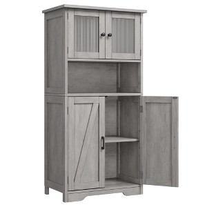 Bathroom Cabinet, Freestanding Kitchen Pantry Storage Cabinet, Floor Linen Cabinet with Doors & Adjustable Shelves, for Living Room, Gray - 1 of 4