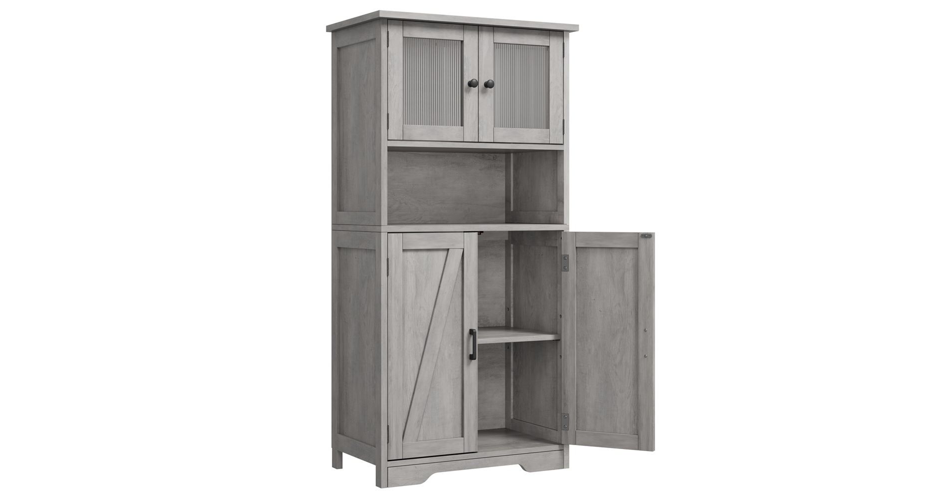 Bathroom Storage Cabinet, Freestanding Linen Cabinet with Doors and Shelves, Wooden Kitchen Pantry Cabinet, for Living Room,