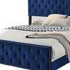 Royal Hampton California King Bed, Button Tufted, Nailhead Trim, Navy Upholstery - 3 of 4
