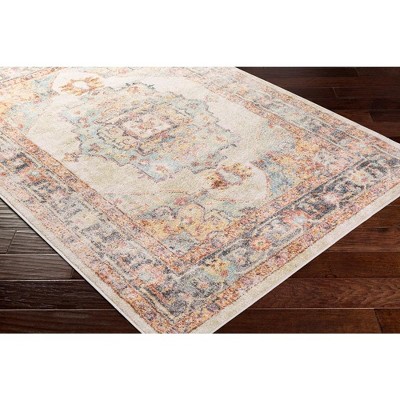 Zuidvelde Gray and Cream Oriental Pattern Area Rug
