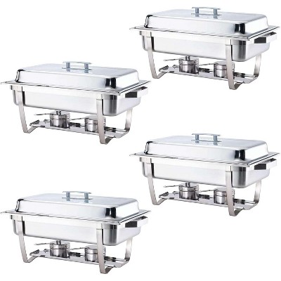ALPHA LIVING 4 Pack 8QT Chafing Dish High Grade Stainless Steel Chafer Complete Set, Gray Handle