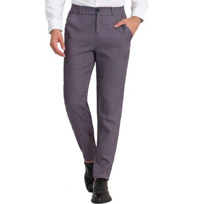 INSPIRE CHIC Men's Houndstooth Geometric Printed Color Block Dress Pants