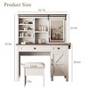 NicBex Vanity Desk with Mirror and Lights Farmhouse Makeup Vanity with Sliding LED Mirror and Charging Socket Multilayer Storage Shelves, White - 4 of 4