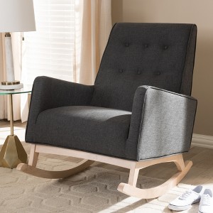 Marlena Mid - Century Modern Fabric Upholstered Whitewash Wood Rocking Chair - Baxton Studio - 1 of 4
