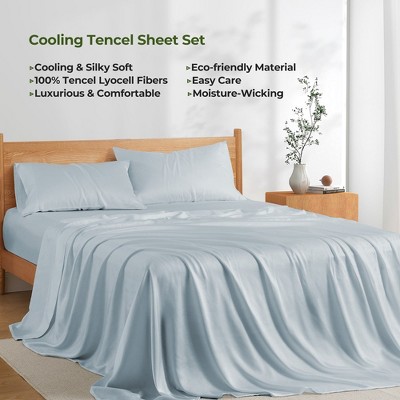Peace Nest Silky Smooth Soft Tencel Lyocell Sheet Set Solid Color