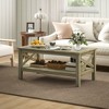 NicBex 39.3 Inch Rectangle Coffee Table with Glass Tabletop and Shelf,Farmhouse Center Table for Living Room,Bedroom - 2 of 4