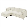 105" L-Shaped Linen Fabric Modular Sectional Sofa with Convertible Ottoman, Solid Wood Frame and Reversible Chaise - 2 of 4