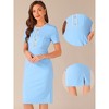 Allegra K Women's Work Business Round Neck Tweed Trim Short Sleeve Sheath Dress - 2 of 4