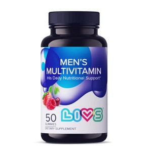 LIVS Men’s Multivitamin Gummies with Vitamin A, C, D2, E | Best Strawberry Flavoured Gluten Free Gummies | 50 Gummies - 1 of 4