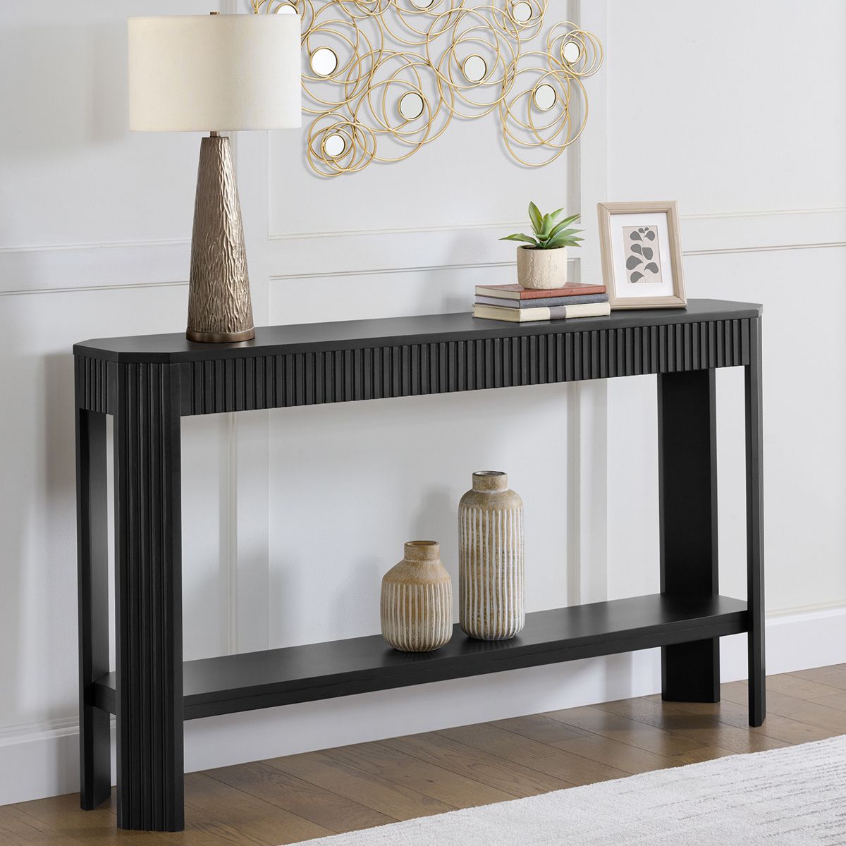 Fluted Solid Wood Console Table 56 Inch - thumbnail 10