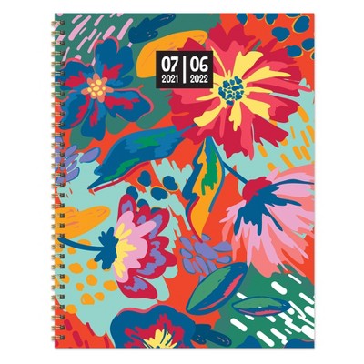 2021-22 Academic Planner 8.5" x 11" Painted Flowers Monthly - The Time Factory