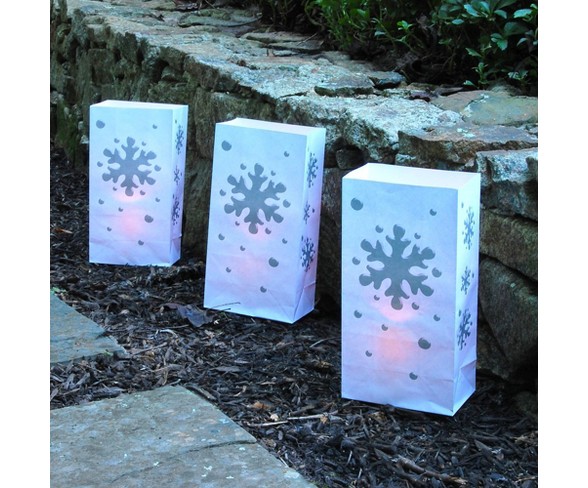 12pc Luminaria Candle Kit Silver/White - Lumabase&#174;