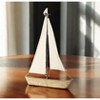 HomeRoots 32" Brown Wood and Fabric Sailboat Tabletop Sculpture - 2 of 4