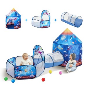 VEVOR 3 in 1 Kids Play Tent with Tunnel for Boys, Girls, Babies and Toddlers, Indoor/Outdoor Pop Up Playhouse with Carrying Bag, Blue - 1 of 4
