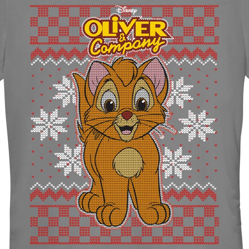 Juniors Womens Oliver & Company Christmas Oliver T-Shirt, 2 of 5