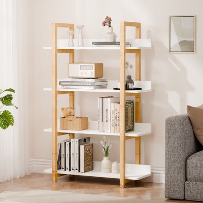 NicBex 4 Tiers Modular Bookcase Solid Wood Storage Unit Contemporary Home Decor Multi-Functional Display