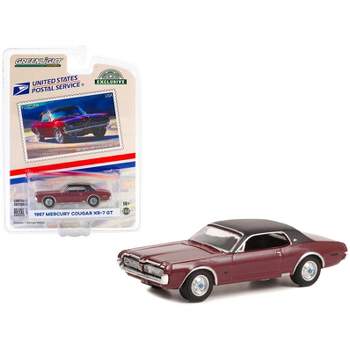 1967 Mercury Cougar XR-7 GT Dark Red with Black Top USPS "2022 Pony Car Stamp Collection" 1/64 Diecast Model Car by Greenlight