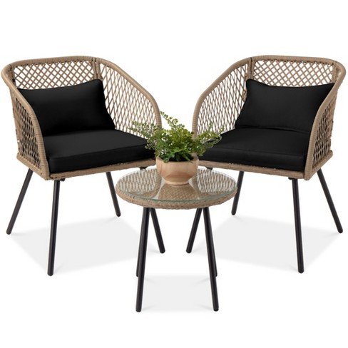 Best Choice Products 3 piece Outdoor Wicker Bistro Set Patio Chat